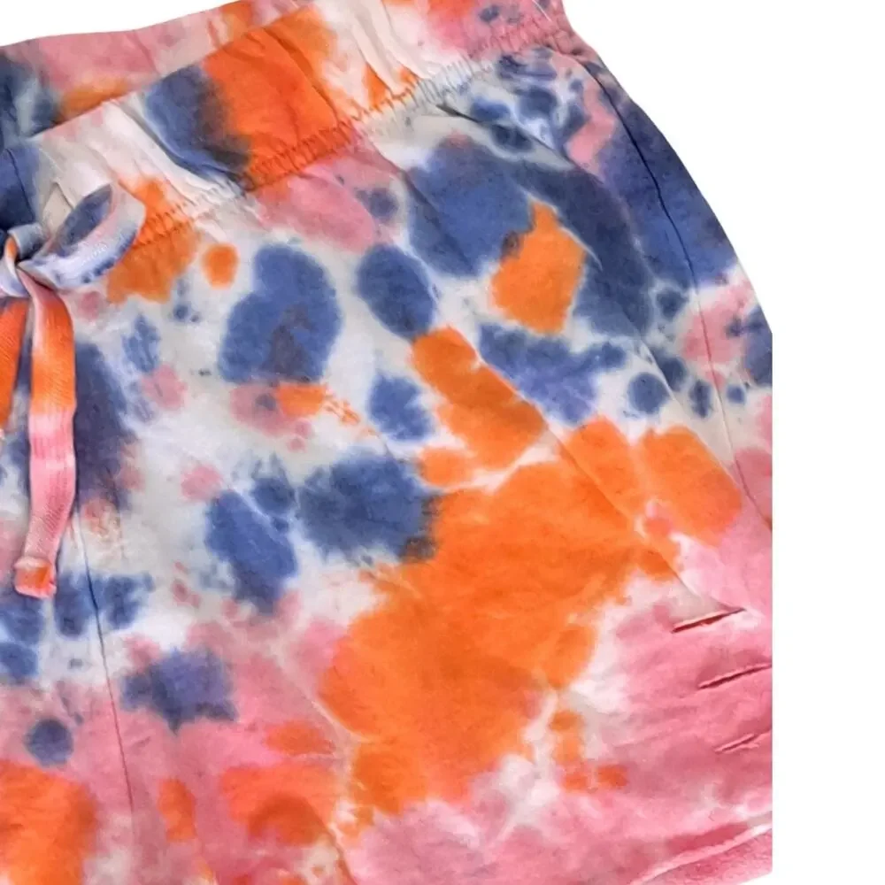 Jolie & Joy Tie Dye Shorts Size Medium Pink Blue Orange Raw Hem NWOT